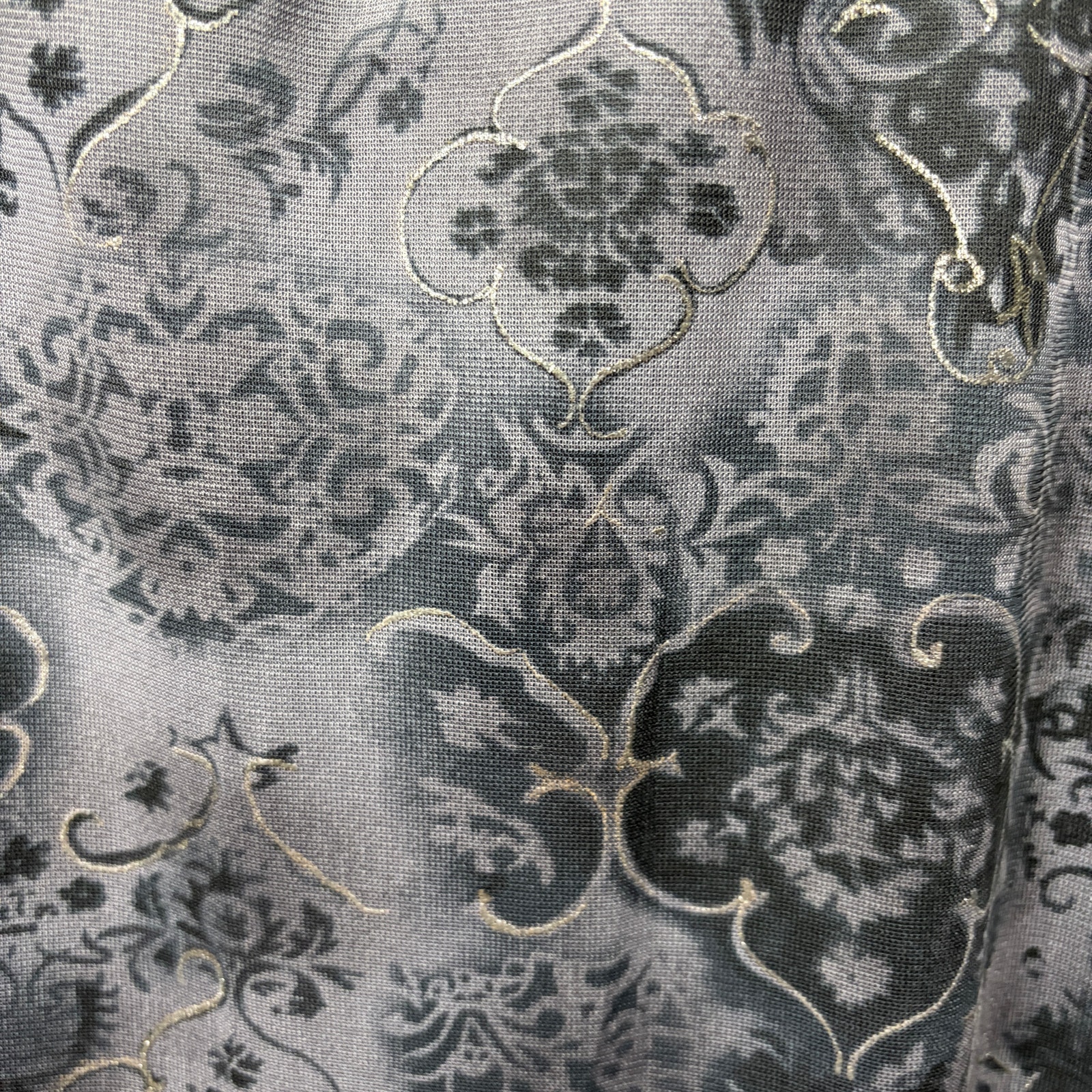 Vtg 90s Y2k Hana Dress Black Gray Floral Babydoll Silver Coquette Party Size L — image 4 of 8